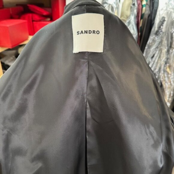 Sandro Black Size 36 Trench Coat Brand New with Tags - Picture 9 of 14